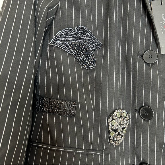 Romeo and Juliet blazer black pinstriped gothic Dark Academia size small - Picture 4 of 8